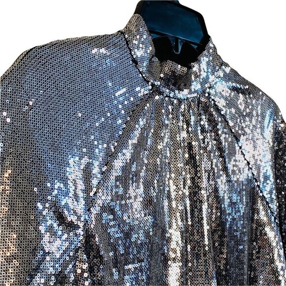 RtA Tennessee Peasant Silver Sequin Bell Sleeve Top Sz XS NWT - Picture 10 of 16